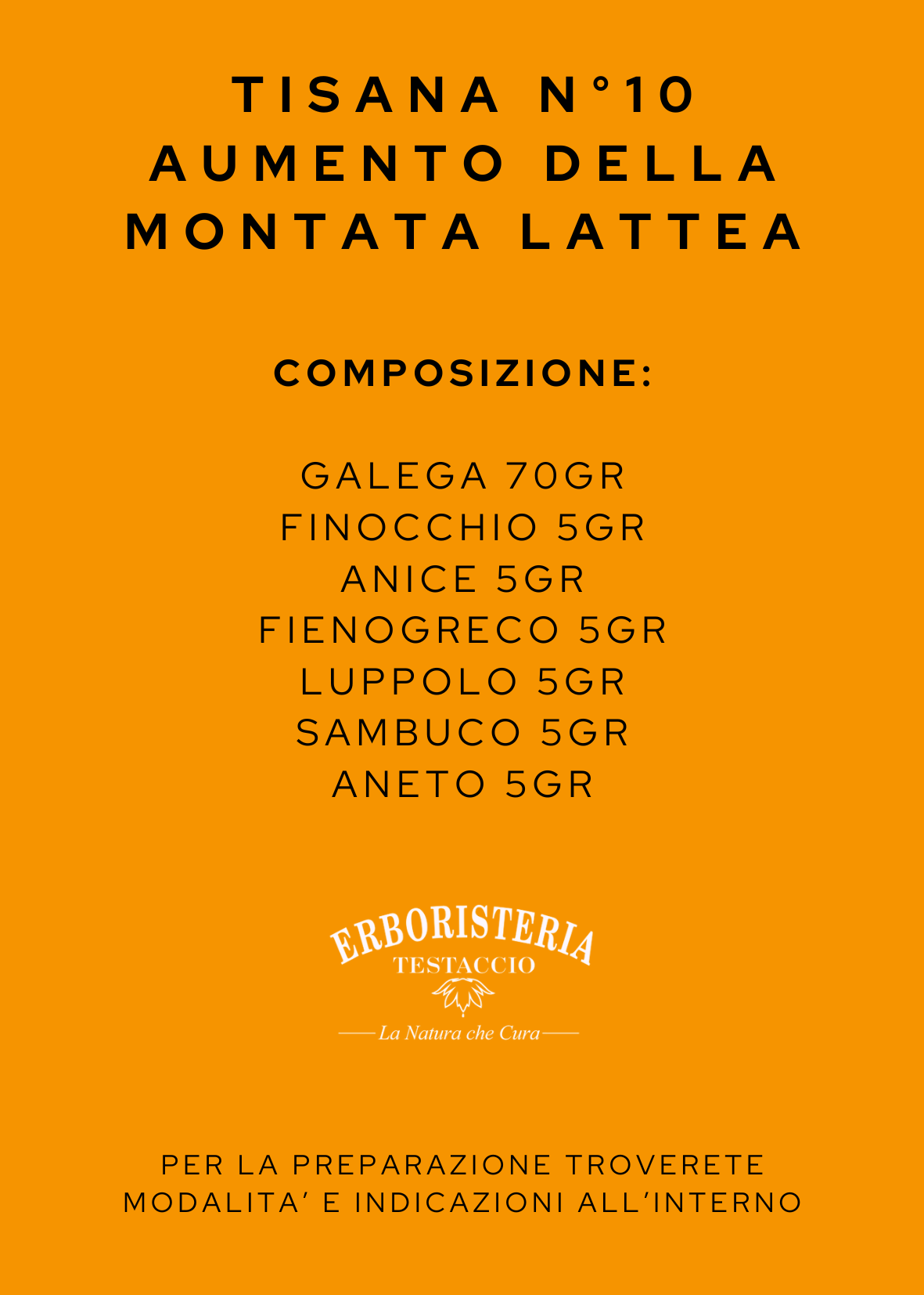 Tisana n°10 Aumento della Montata Lattea 200 Gr