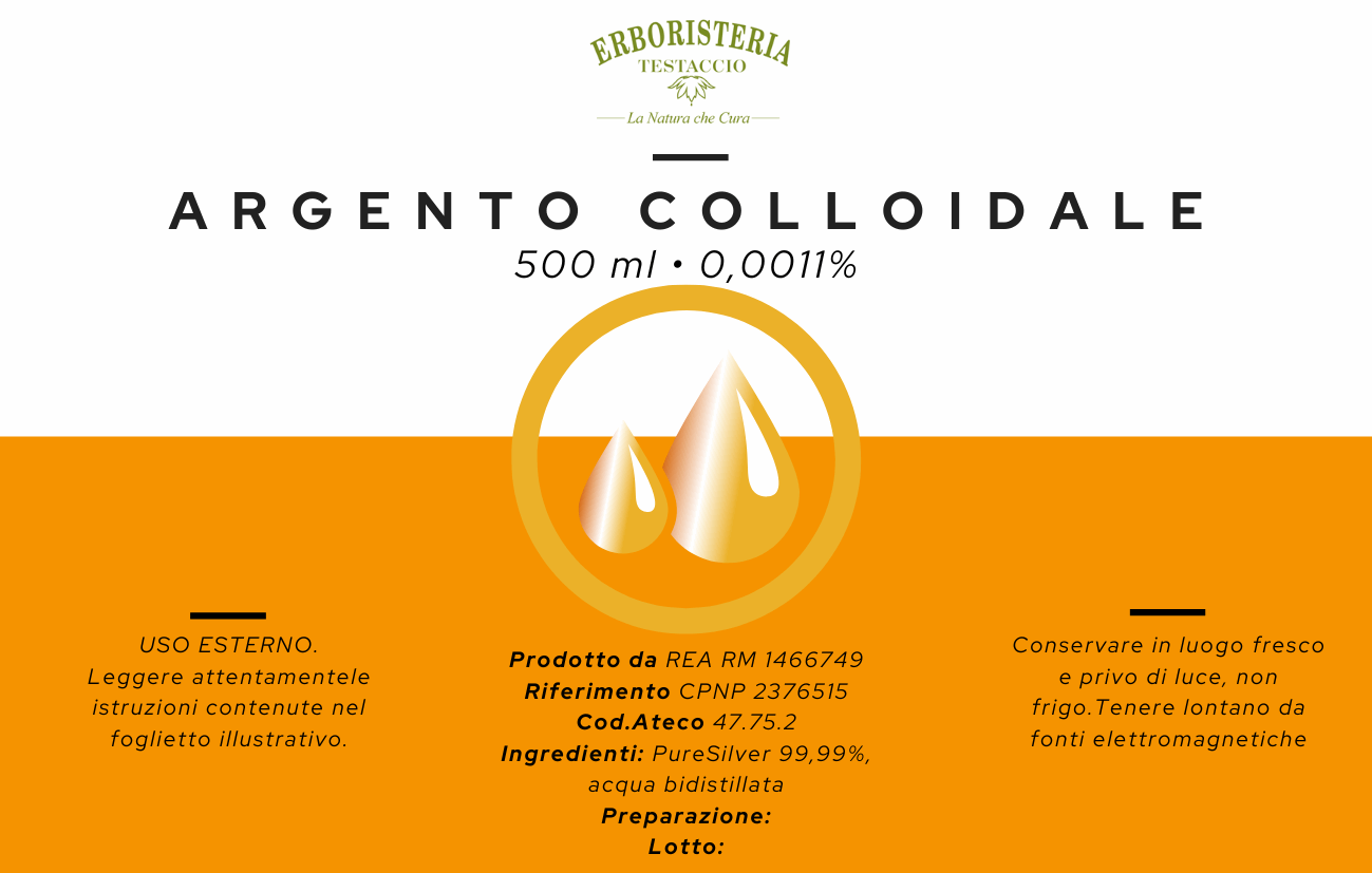 Erboristeria Testaccio Argento Colloidale 11 PPM 500 ml - ErboristeriaTestaccio.com