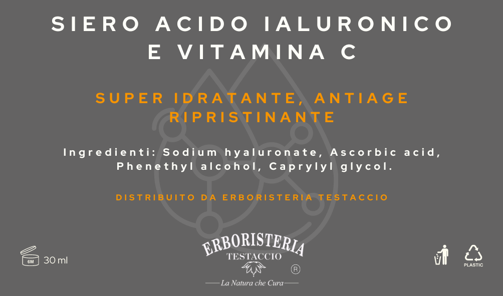 Erboristeria Testaccio Siero Acido Ialuronico e Vitamina C 30 ml - ErboristeriaTestaccio.com