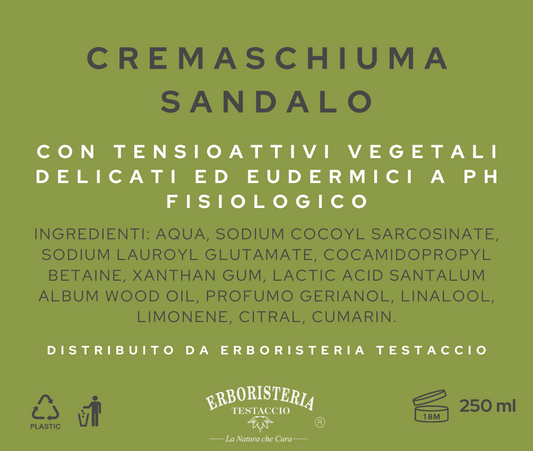 Erboristeria Testaccio Crema Schiuma al Sandalo 250 ml - ErboristeriaTestaccio.com