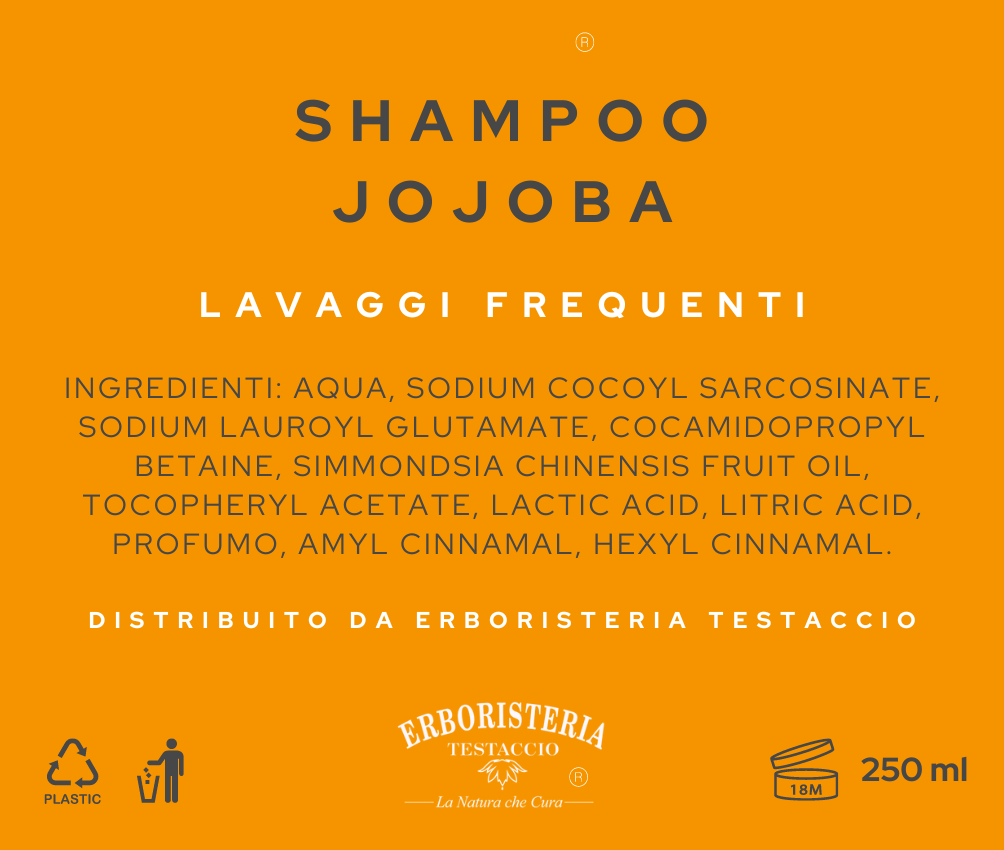 Erboristeria Testaccio Shampoo Jojoba e Vitamina E 200 ml - ErboristeriaTestaccio.com