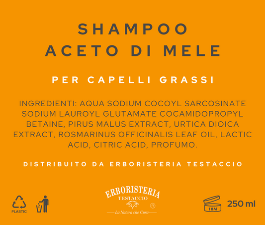 Erboristeria Testaccio Shampoo all'Aceto di Mele 200 ml - ErboristeriaTestaccio.com