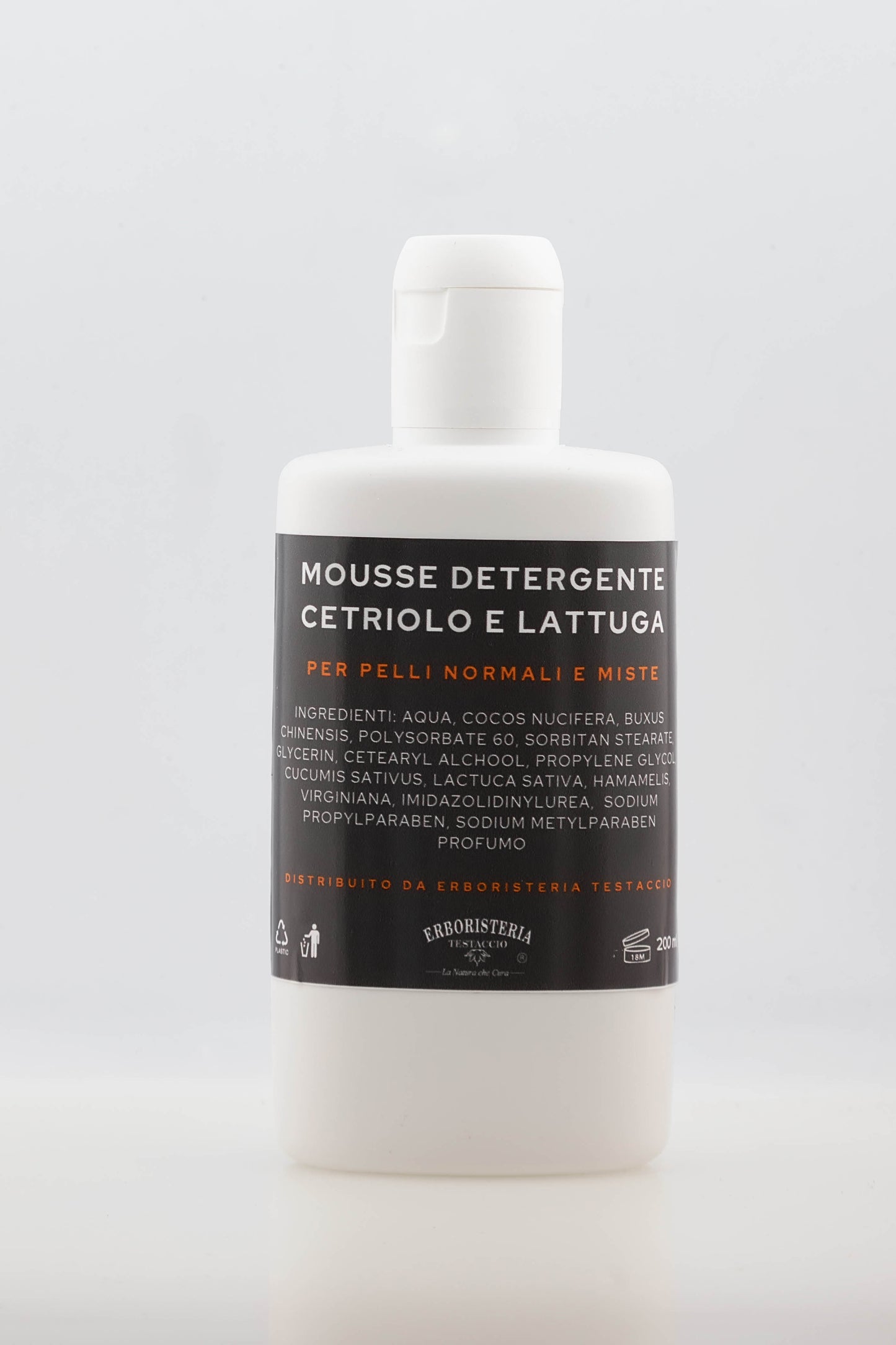 Erboristeria Testaccio Mousse Detergente Cetriolo e Lattuga 200 ml - ErboristeriaTestaccio.com