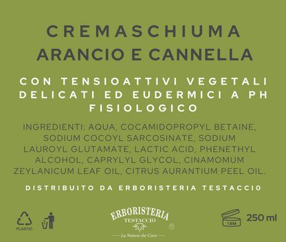 Erboristeria Testaccio Crema Schiuma Arancio e Cannella 250 ml - ErboristeriaTestaccio.com