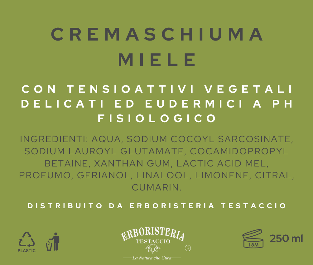 Erboristeria Testaccio Crema Schiuma Miele 250 ml - ErboristeriaTestaccio.com