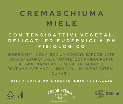 Erboristeria Testaccio Crema Schiuma Miele 250 ml - ErboristeriaTestaccio.com