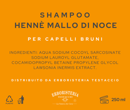 Erboristeria Testaccio Shampoo Hennè e Mallo di Noce 200 ml - ErboristeriaTestaccio.com