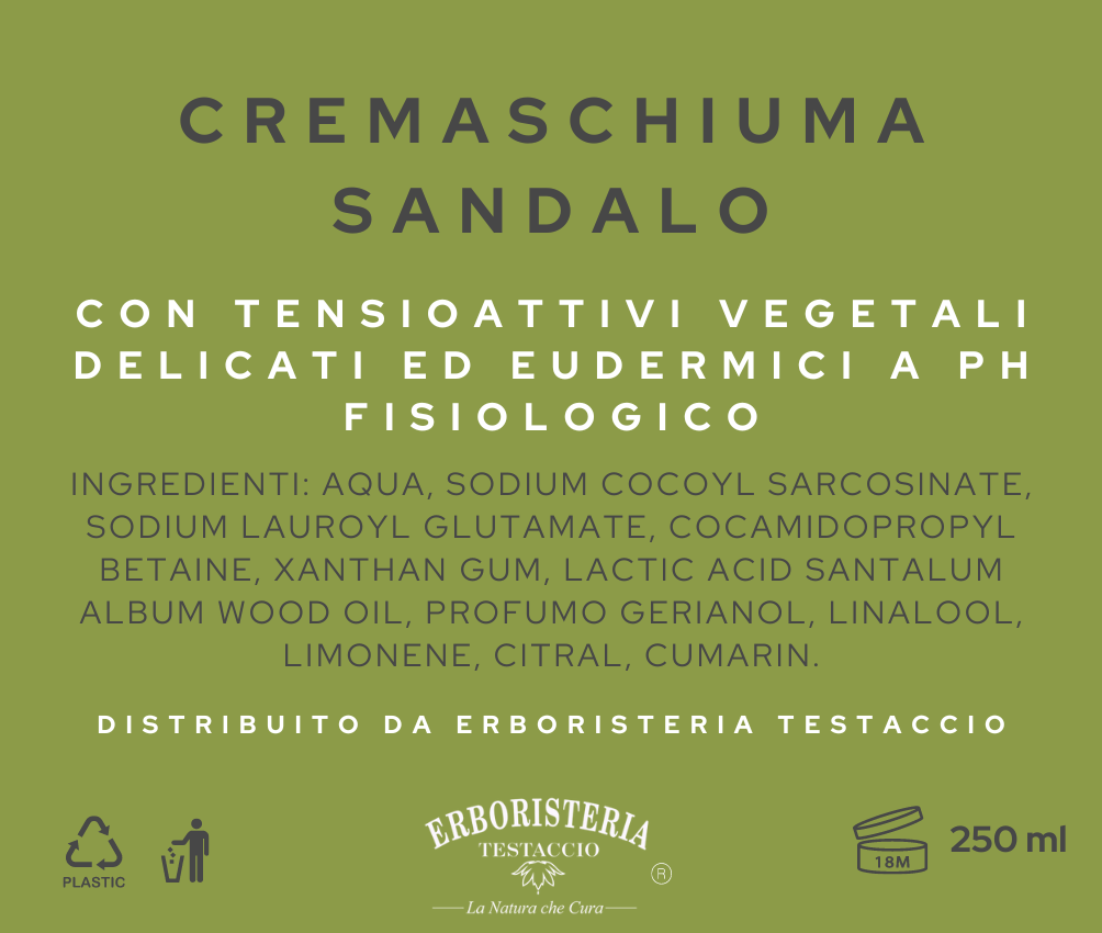 Erboristeria Testaccio Crema Schiuma al Sandalo 250 ml - ErboristeriaTestaccio.com