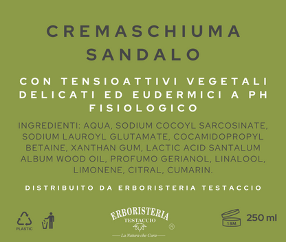Erboristeria Testaccio Crema Schiuma al Sandalo 250 ml - ErboristeriaTestaccio.com