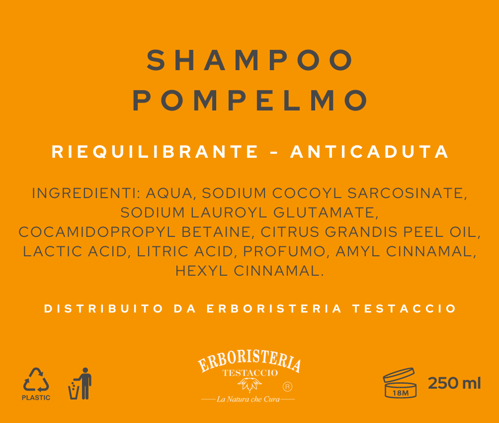 Erboristeria Testaccio Shampoo al Pompelmo 200 ml - ErboristeriaTestaccio.com