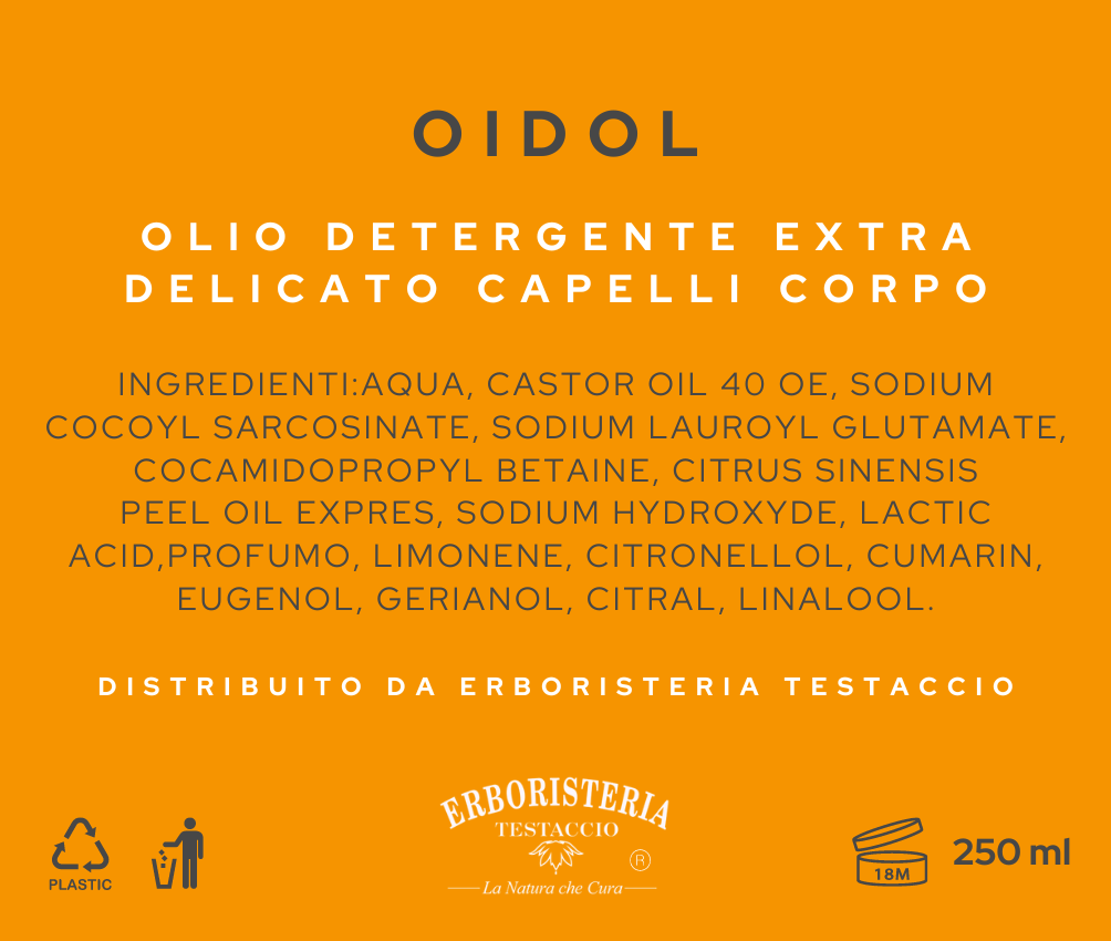 Erboristeria Testaccio Oidol Olio Detergente Capelli e Corpo 200 ml - ErboristeriaTestaccio.com